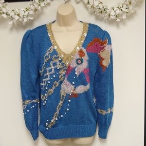 Beautiful Beaded Nannell  Sweater M